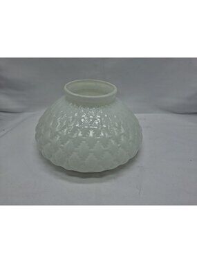 Vintage  Glass Lamp Shade  Diamond, White, 3-5/8" dia,  6.75" Dia ,
